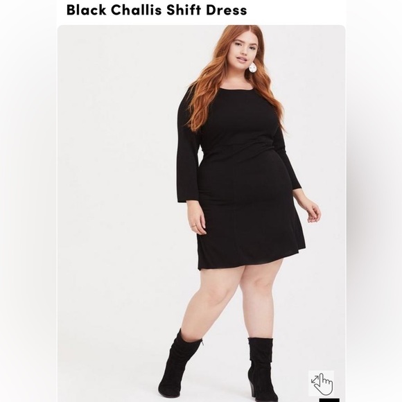 •- NWT Torrid Challis Shift Dress Black Long Sleeve C27 - Picture 1 of 13